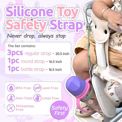 Toy Straps for Baby, 5pcs Food Grade Silicone Toy Holder