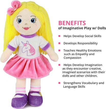 Playtime by Eimmie 14” Soft Baby Doll - Plush Rag Dolls for 2 Year Old Girls & Boys, Toddler & Infants 3pc Set