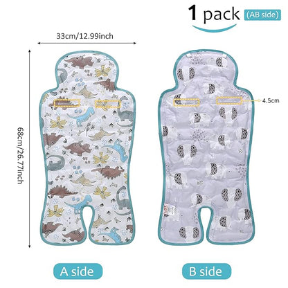 Gel Car Seat Cooler Pad,1 Pcak Double Sides-Universal Baby Stroller Ice Cushion,Summer Cooling Seat Liner,Multifunctional Suitable for Baby Dining Chair,Child Safety Seat(Dinosaur + Elephant)