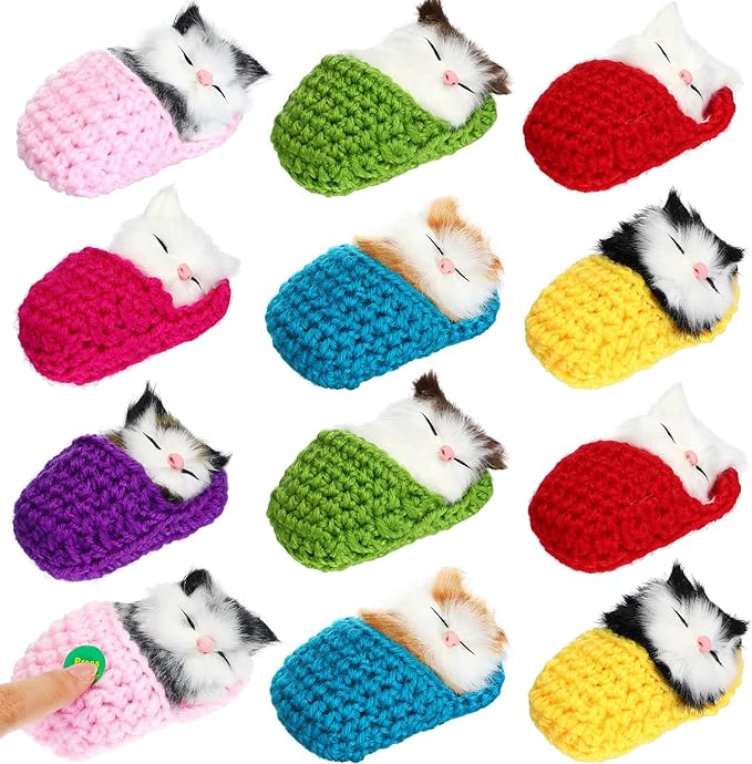 12 Pcs Sleeping Cats in Slipper Cat Doll Toy Bulk