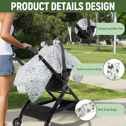 Muslin Swaddle Blanket 3 Piece Set, Breathable Multi-Functional Baby Blanket Neutral, Unisex Newborn Receiving Blankets, 49'' x 47'' Muslin Baby Car Seat Cover, Nursing Covers Newborn