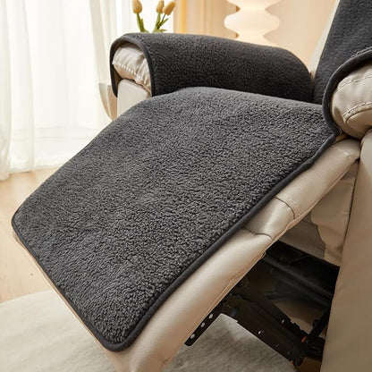 vctops Sherpa Fleece Recliner Chair Cover Super Soft Warm Plush Sofa Slipcover Furniture Protector Non Slip Washable Reclining Chair Cover for Kids, Pets (Dark Grey,30"x91")