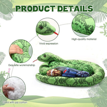 Hiboom 7 in 1 Snake Plush Toys 118 Inch Giant