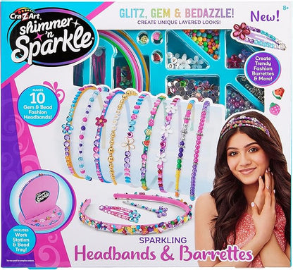 Shimmer 'N Sparkle Sparkling Headband and Barrettes - Make Your own Beaded Headbands and Barrettes Hair Accessories for Kids Birthday Present Ages 8 and Up
