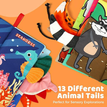 2PCS Baby Books - Montessori Toys Cute Animal Theme Baby Cloth Books 6 to 12 Months, Soft Stuffed High Contrast Crinkle Infant Sensory Toys