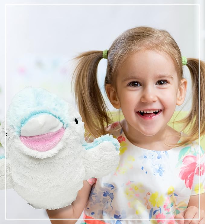 DolliBu Dolphin Plush Hand Puppet for Kids - Soft Plush