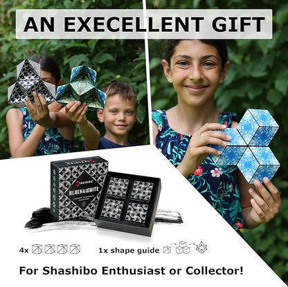 SHASHIBO Shape Shifting Box - Award-Winning, Patented Fidget Cube w/ 36 Rare Earth Magnets 70 Shapes, 4 pack)