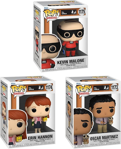 Funko TV: POP! The Office Collectors Set 4 - Erin with Happy Box & Champagne, Kevin as Dunder Mifflin Superhero, Oscar with Scarecrow Doll
