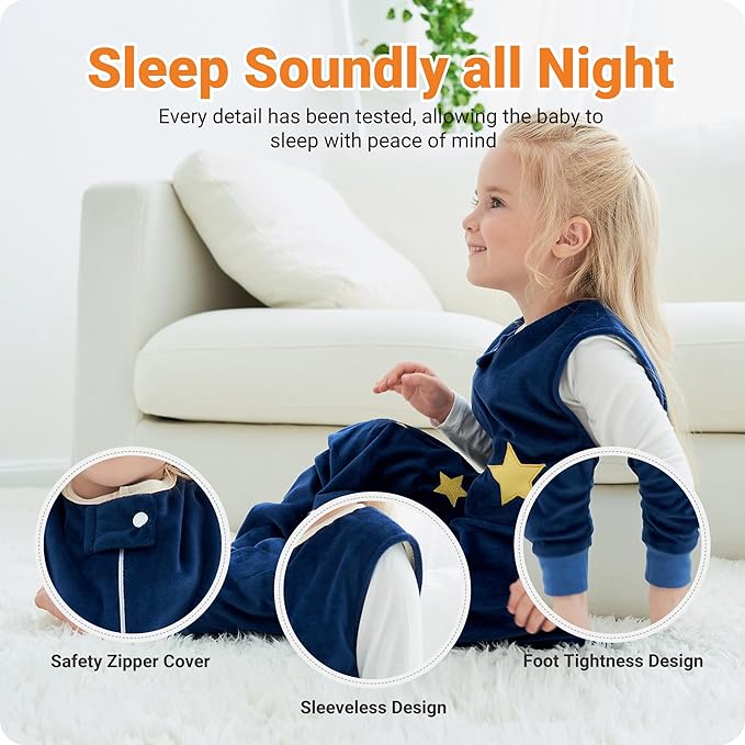 Baby Sleeping Sack Sleeveless, Toddler Sleeping Bag with Legs