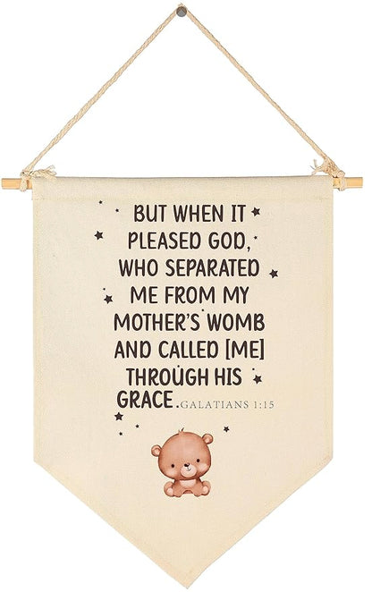 Bible Verse Sign-Scripture Decor-But When It Pleased God-Flag Decor Gift