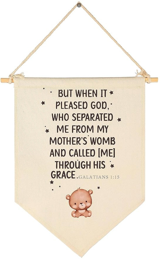 Bible Verse Sign-Scripture Decor-But When It Pleased God-Flag Decor Gift