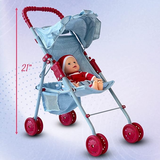 My First Baby Doll Stroller for Toddlers 3 Year Old Girls, Little Kids | Folding Baby Stroller for Dolls
