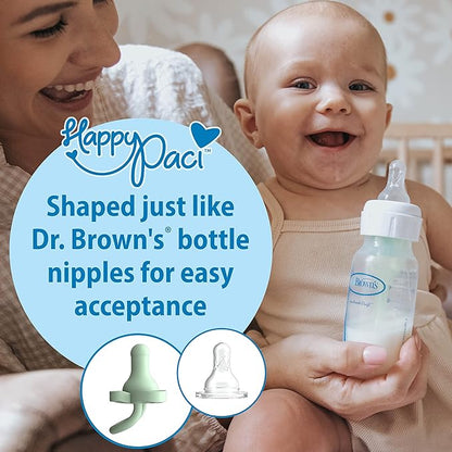 Dr. Brown's HappyPaci 100% Silicone Baby Pacifier, Contoured One-Piece Design 0-6m, BPA-Free, 3 Pack