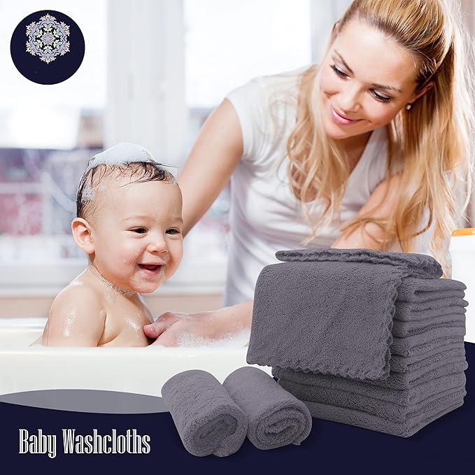 16 Pack Baby Washcloths - Luxury Coral Fleece 10x10 Inch