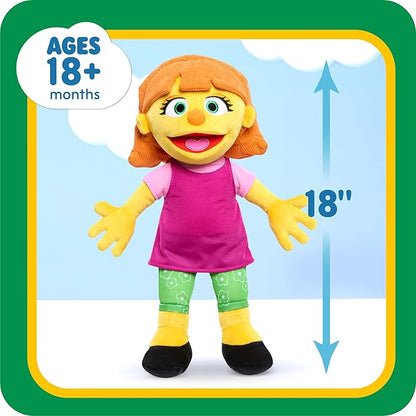 SESAME STREET Just Play Big Hugs 18-inch Large Plush Julia Doll, Soft Fabric 18 Month