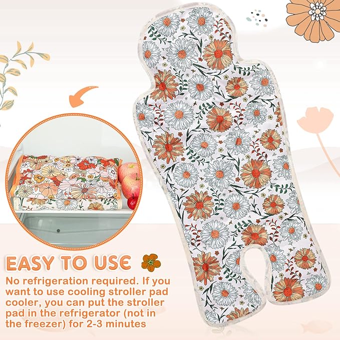 Pinkunn 2 Pcs Gel Car Seat Cooling Pad for Baby Summer Breathable Ice Cushion Multifunctional Ice Stroller Cooler Mat for Stroller Baby Dining Chair Child Safety Seat(Classic Color,Flower)