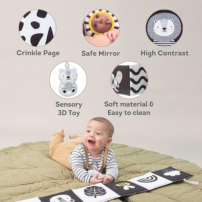 Taf Toys Newborn Soft Activity Book Black & White High 0-12 Months