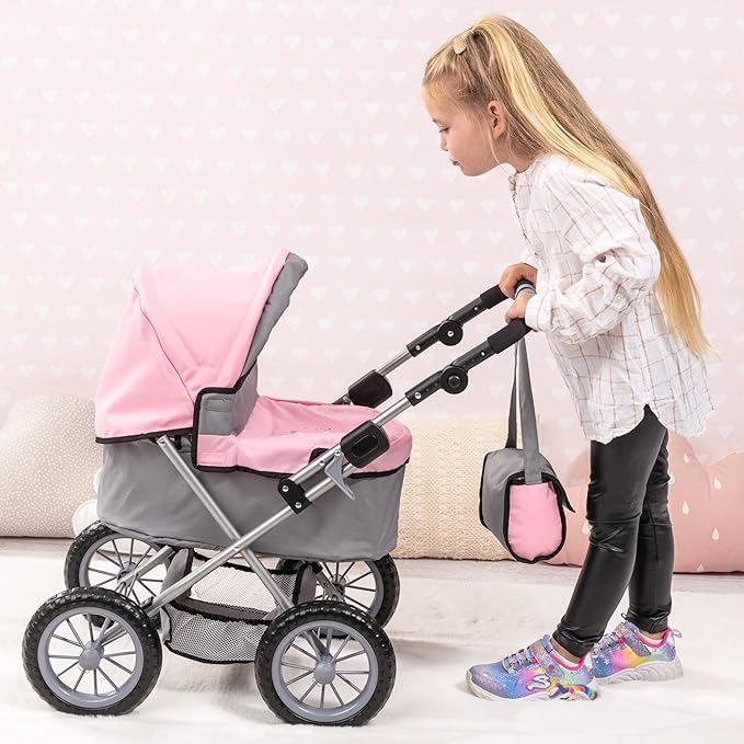 Bayer Design Baby Doll Trendy Pram in Grey/Pink, 67 x 41 x 68 centimeters 1300800