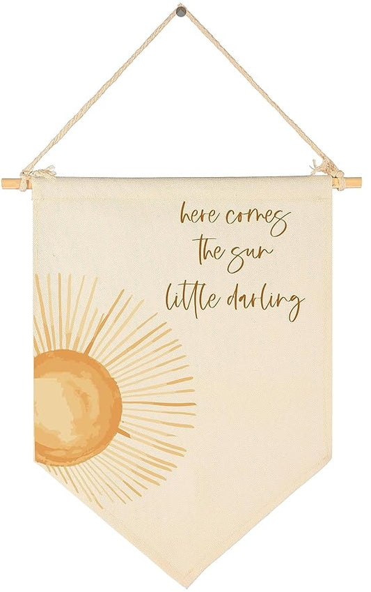 Little Darling,Here Comes the Sun-Sunshine Decor-Baby Flag Gift Shower-Flag Decor