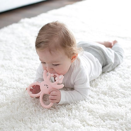 Dr. Brown's Flexees Pink Bunny, Soft 100% Silicone Baby Teether 3m+