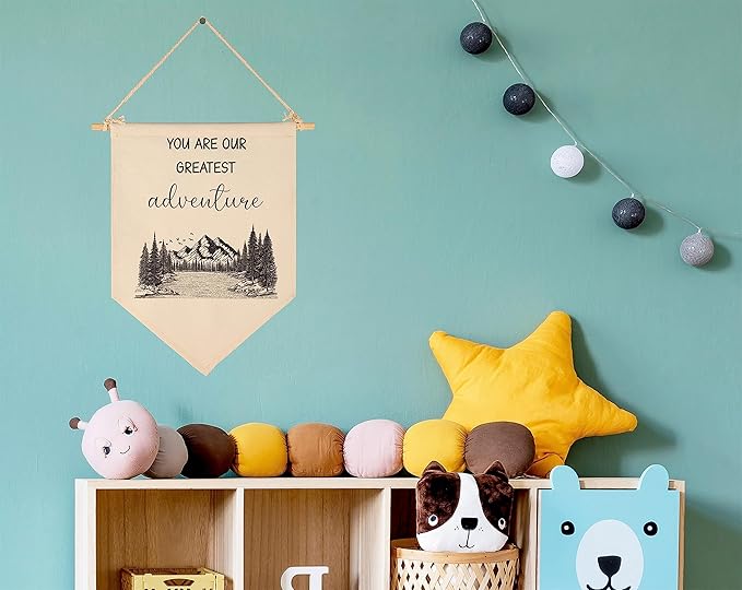 You Are Our Greatest Adventure-Mountain Woodland Adventure Nursery Wall Art-Flag Decor Gifts for Boys Girls Kids-Banner Wall Sign Gifts for Nursery,Baby Room