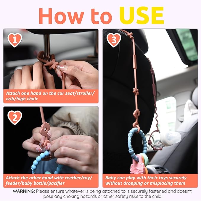 Toy Straps for Baby, 5pcs Food Grade Silicone Toy Holder