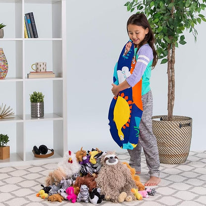 Posh Stuffable Kids Stuffed Animal Storage Bean Bag Chair Cover - Childrens Toy Organizer, Medium-27 - Canvas Dinos on Blue