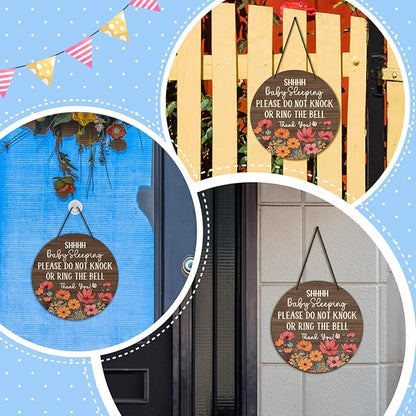 Putuo Decor Shh Baby Sleeping Door Sign for Front Door