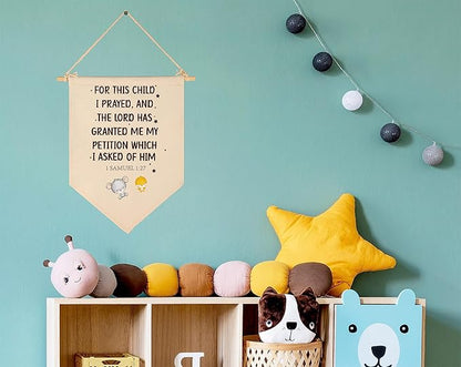 for This Child I Prayed-Bible Verse Sign-Scripture Decor-Flag Decor Gift