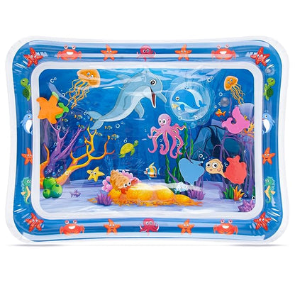 Tummy Time Water Mat with Squeakers, Baby Toys for Infants and Toddlers 3 6 9 Months