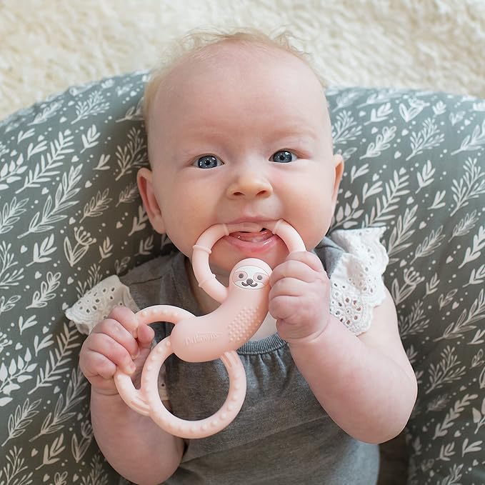 Dr. Brown's Flexees Pink Sloth, Soft 100% Silicone Baby Teether 3m+