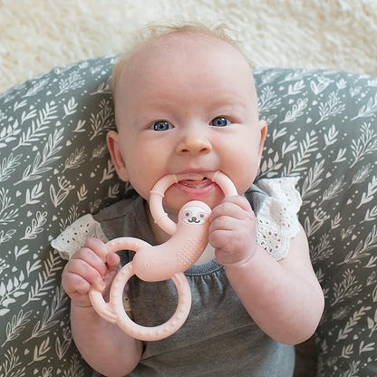 Dr. Brown's Flexees Pink Sloth, Soft 100% Silicone Baby Teether 3m+
