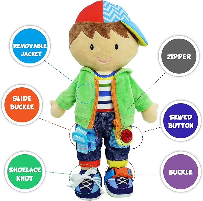 June Garden 15.5" Dressy Friends Terry - Educational Stuffed Plush Doll for Kids and Toddlers 2 Years and Up