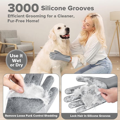 6PCS Pet Grooming Kit | Dog Washing Gloves | Dog Bath Brush | Dog Bath Gloves | Dog Shampoo Brush | Pet Grooming Gloves | Cat Bathing Supplies | Dog Bath Supplies (Grey)