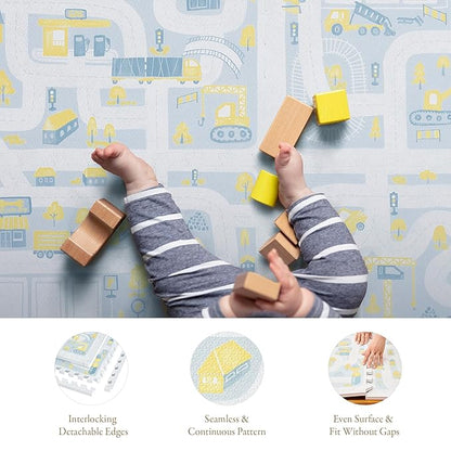 Super 1 Inch Thick Premium Quality Exercise & Baby Foam Play Mats - Expandable Large Non-Toxic Odorless Floor Mat 6 Tiles 6x4ft -Peel-Resistant