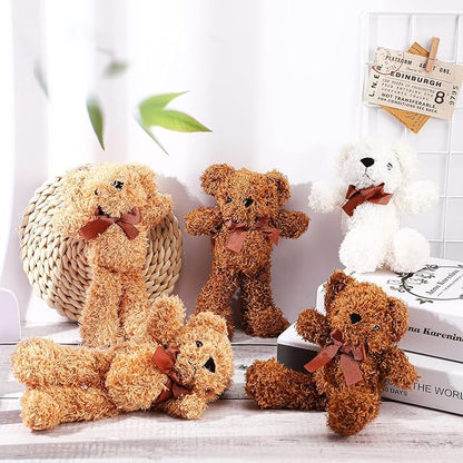 HyDren 18 Pack 8 Inch Bear Stuffed Animal Plush Bears Toys Bulk Soft Bear Doll for Christmas Wedding Birthday Decorations Baby Shower Party Favors(White, Light Brown