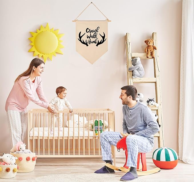 Crawl Walk Hunt,Woodland Deer-Flag Sign Gifts for Baby Newborn Boys