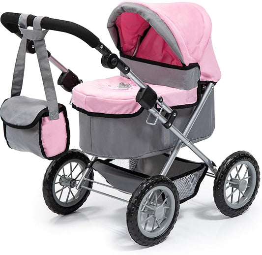 Bayer Design Baby Doll Trendy Pram in Grey/Pink, 67 x 41 x 68 centimeters 1300800