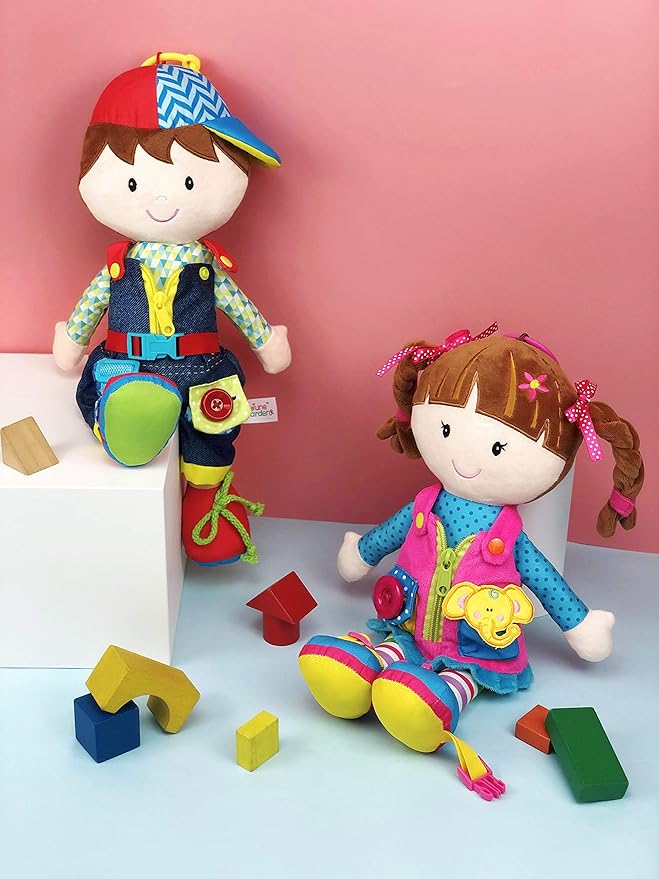 June Garden 15.5" Dressy Friends Lucas - Educational Stuffed Plush Doll for Kids and Toddlers 2 Years and Up