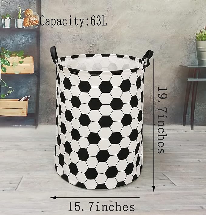 Round Football Pattern Laundry Hamper Storage Basket Organizer Hamper Storage