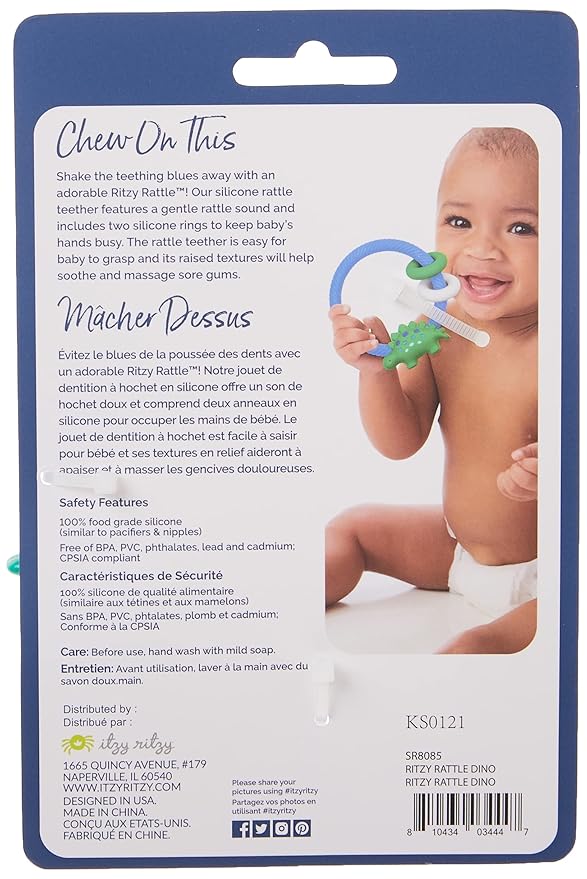 Itzy Ritzy Silicone Teether with Rattle; Rattle Teether Features Rattle 3 Months