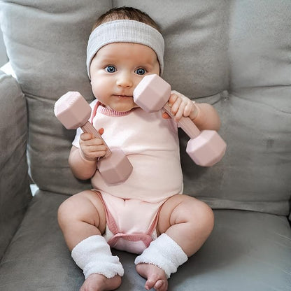 Giftty Baby Dumbbell Infant Rattle Silicone Teething Toy Teether Infants Toddler Sensory Toy Exercises Weight - Made of 100% Food-Grade Silicone, Safe for Baby Boys and Girls (1pcs 4.8oz