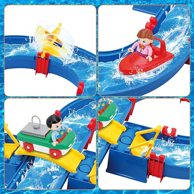 Dollox Water Table for Toddlers, 50Pcs Outdoor Water Park Playset for Kids 3 4 5