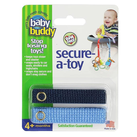Baby Buddy Secure-a-Toy, Adjustable Pacifier and Teether Strap for Stroller 2 Pack