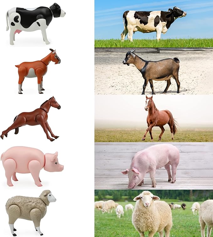 Beverly Hills Doll Collection Farm Animal Toys Set of 5, Large Toy Farm Animals for Toddlers