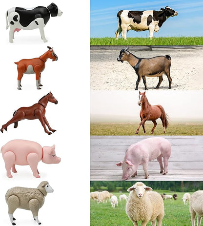 Beverly Hills Doll Collection Farm Animal Toys Set of 5, Large Toy Farm Animals for Toddlers