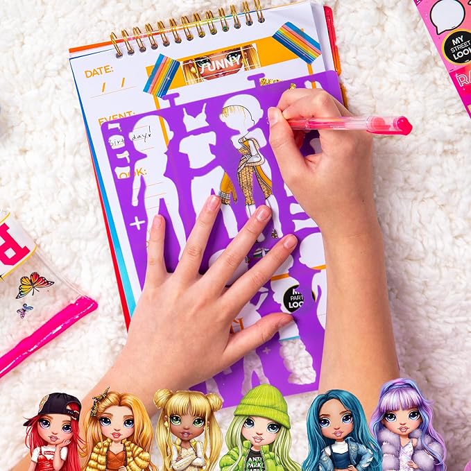 Rainbow High Fashion Runway by Horizon Group USA, Dress Up 6 Die-Cut Dolls, 100+ Accessories Including Fabrics & Repositionable Stickers, Includes Reusable Tote Bag & Pop-Out Runway, Multi