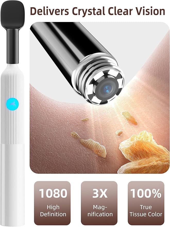 OTTOLIVES Baby Ear, Nose, Throat Examination Set with HD Camera, Home ENT Scope with 6LED Light, Ear Checker Tool, Baby Healthcare and Grooming Kit, Registry Essential Kit