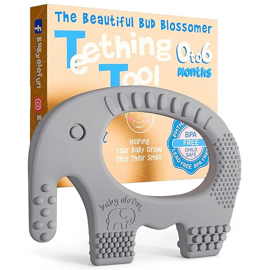 Teething Toys for Babies Age 0 to 6 Months - Baby Elefun 5X Pain Relief Smart Teether