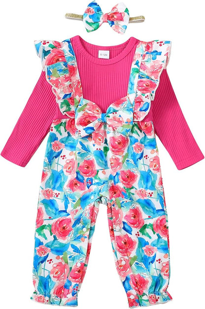 Newborn Baby Girls One Piece Romper Jumpsuit Cute Floral Print